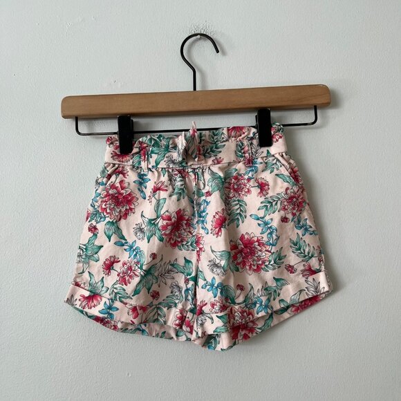 Janie and Jack Other - Janie and Jack Pink Floral Print Paperbag Waist Cotton Shorts Girl's Size 2T